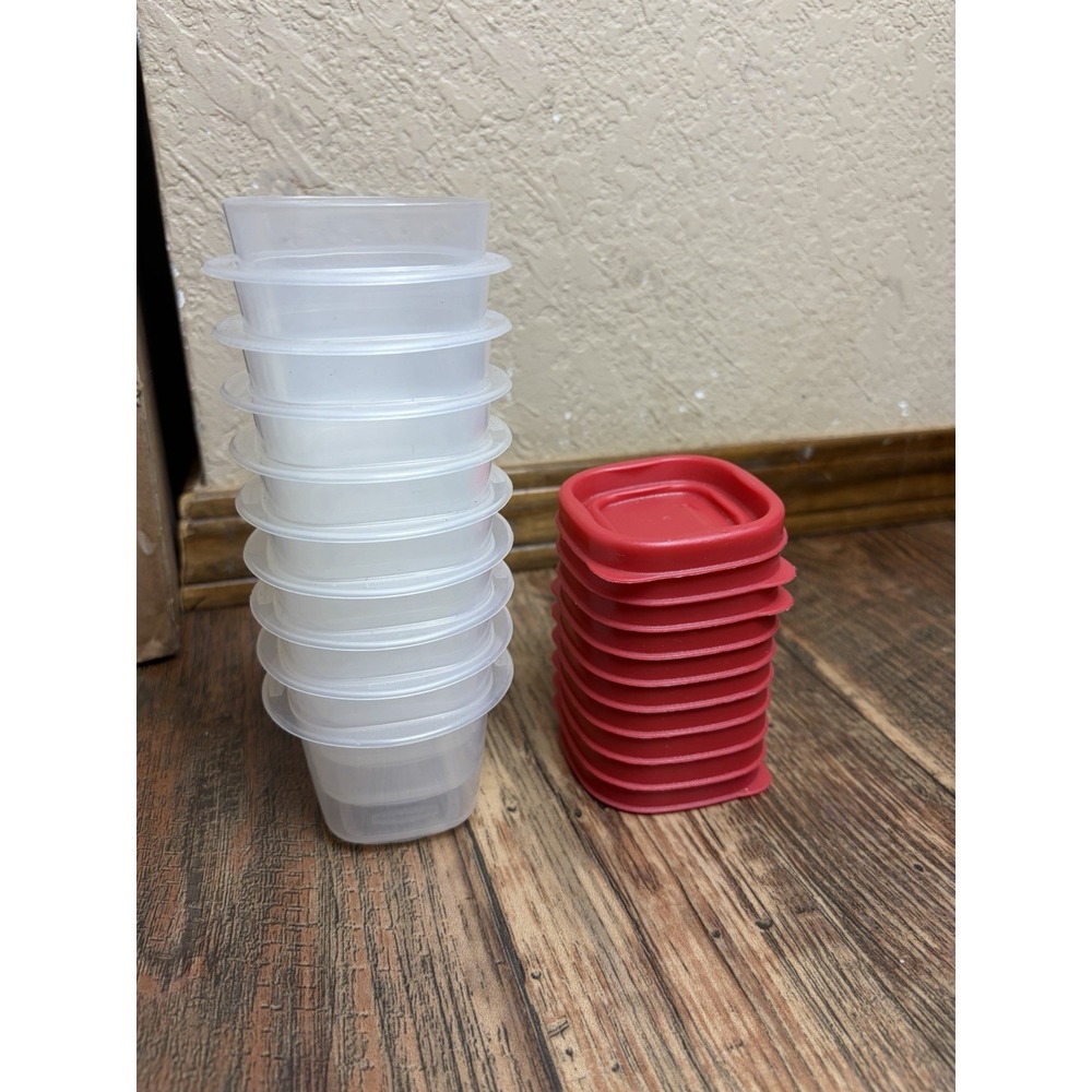 Rubbermaid Small Snack Stacking Storage Containers Red Lids - Lot of 9